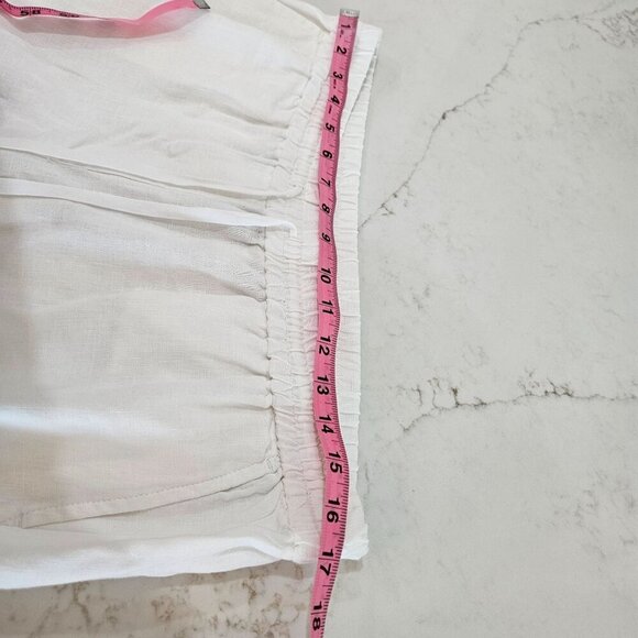 Talbots White 100% Linen Drawstring Pants Medium Casual Tropical - Picture 9 of 10